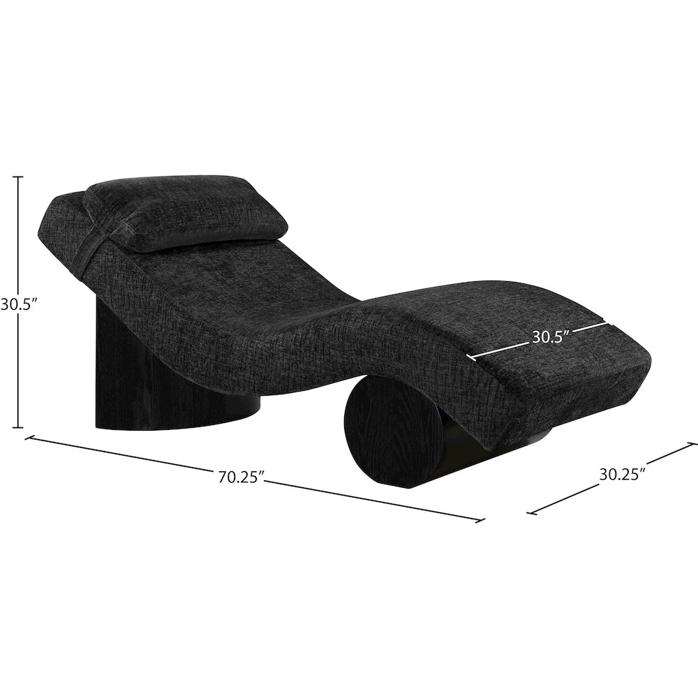 Marcella Black Fabric Upholstered Chaise Lounge. Picture 6