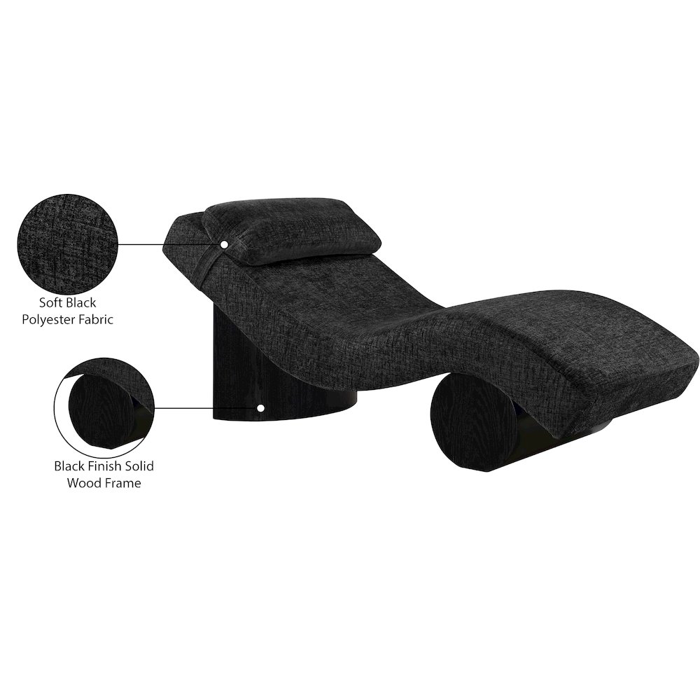 Marcella Black Fabric Upholstered Chaise Lounge. Picture 9