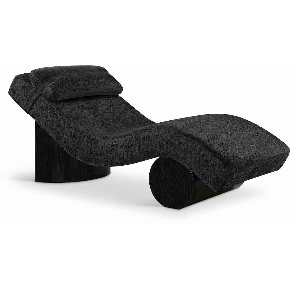 Marcella Black Fabric Upholstered Chaise Lounge. Picture 1