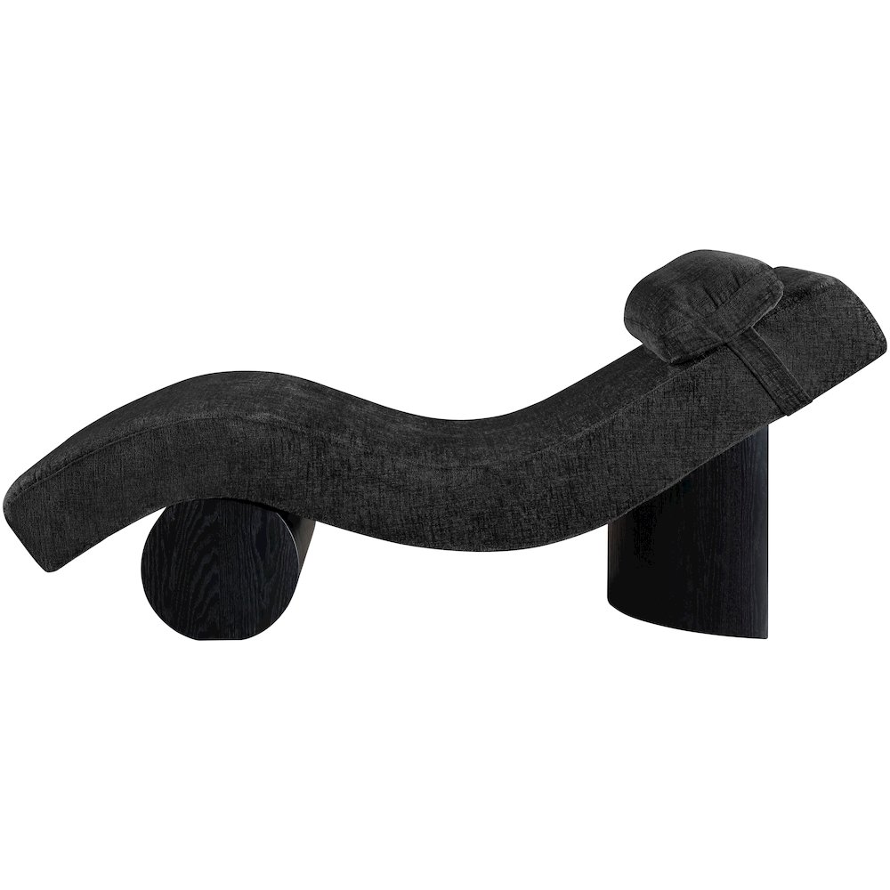 Marcella Black Fabric Upholstered Chaise Lounge. Picture 8