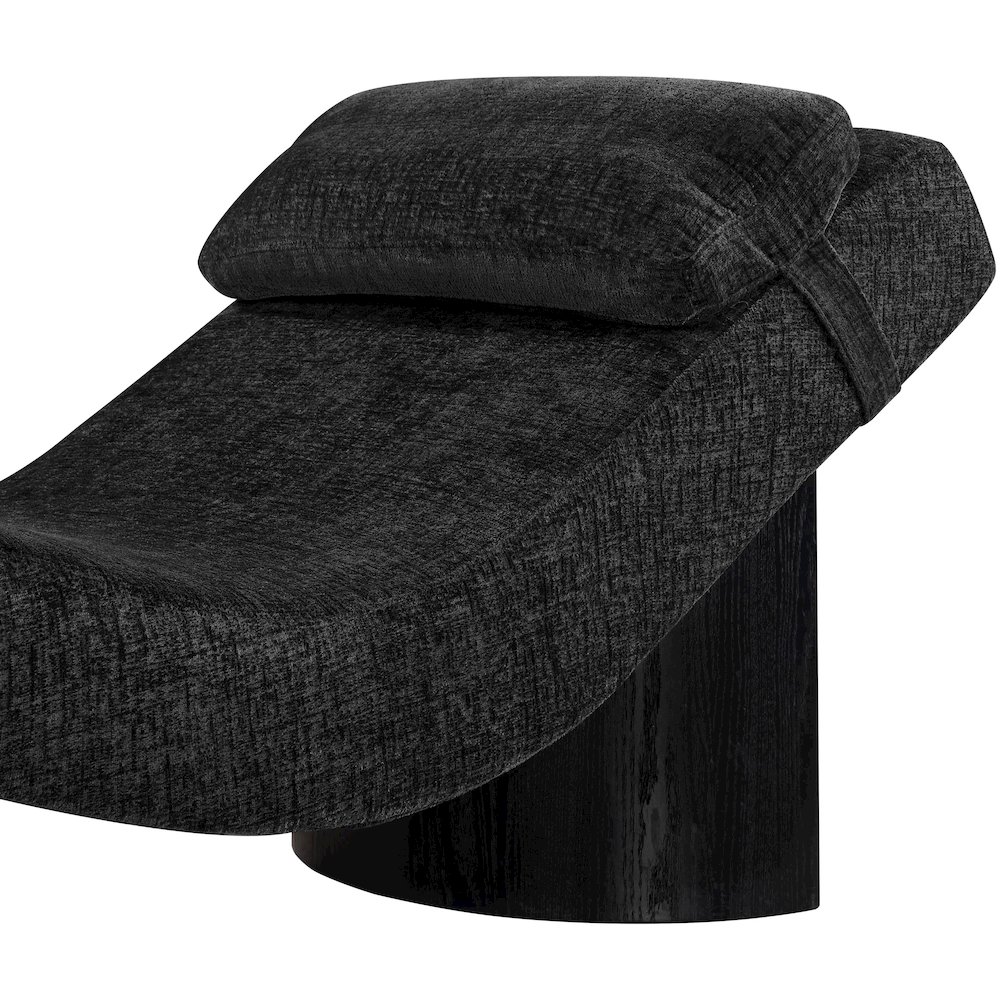 Marcella Black Fabric Upholstered Chaise Lounge. Picture 4
