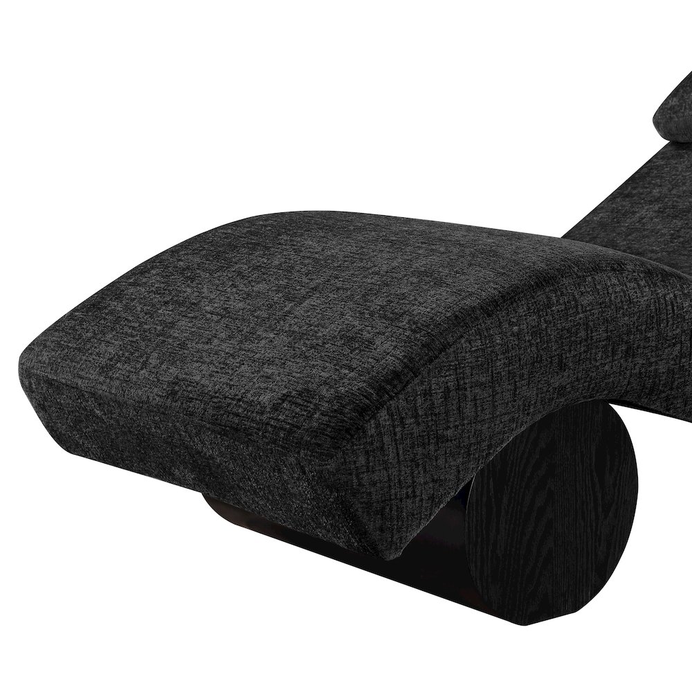 Marcella Black Fabric Upholstered Chaise Lounge. Picture 5