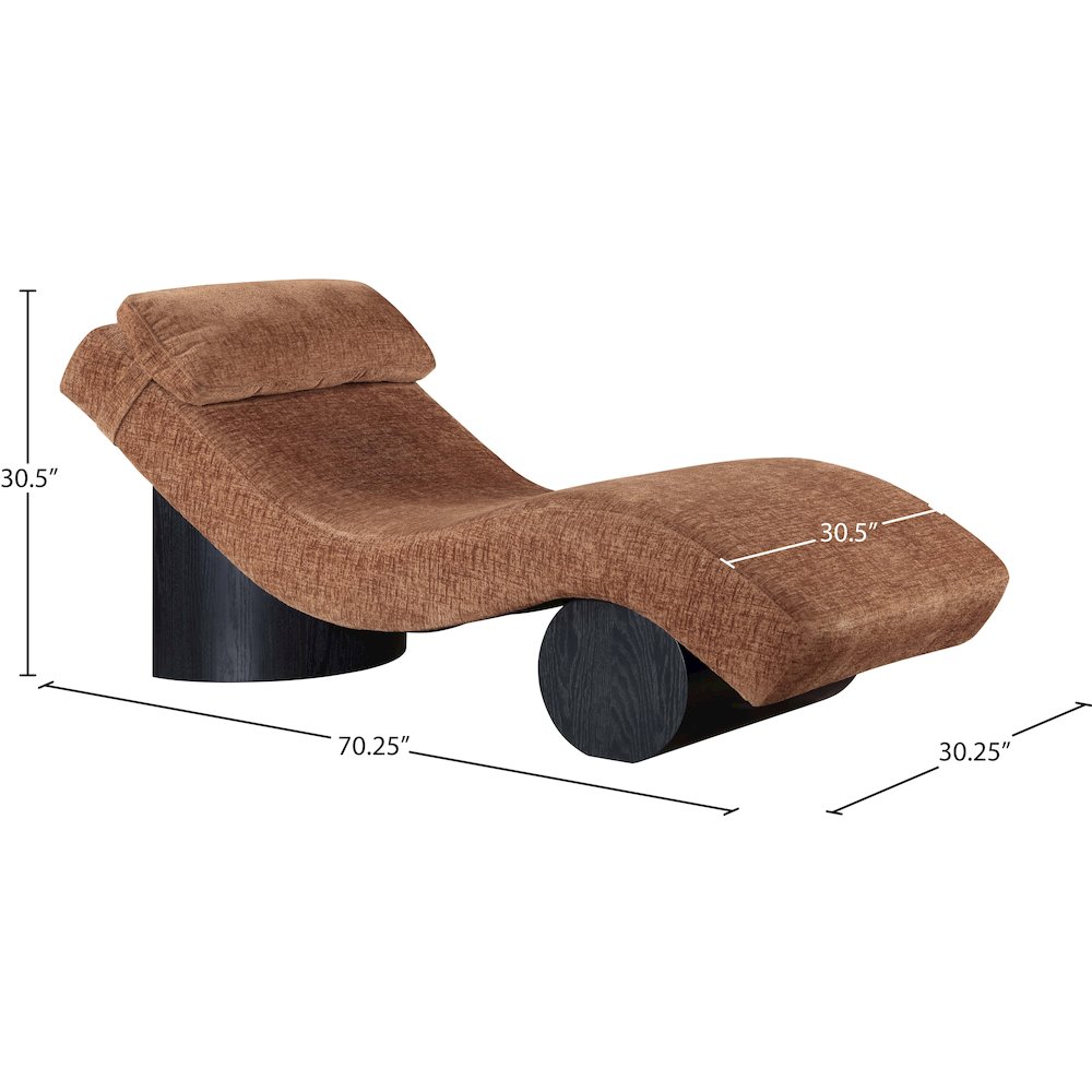 Marcella Cognac Fabric Upholstered Chaise Lounge. Picture 9