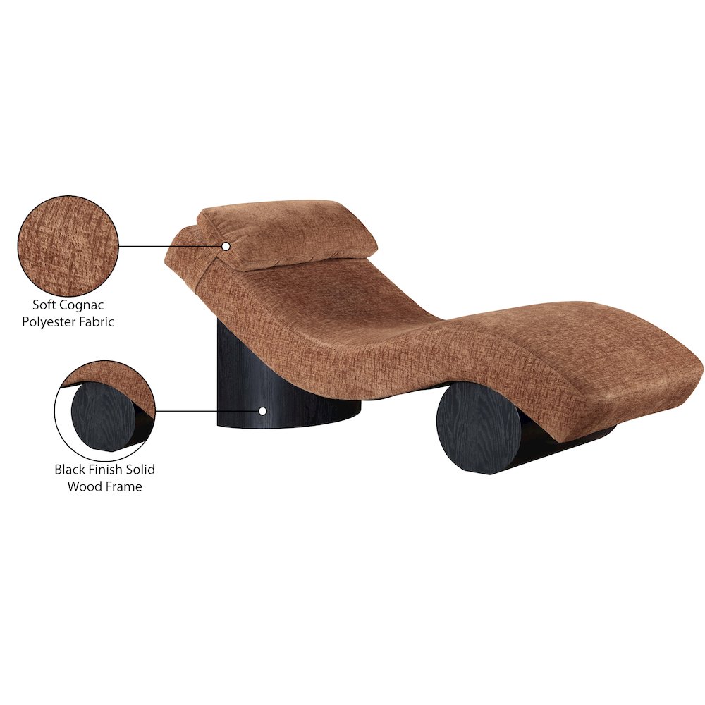 Marcella Cognac Fabric Upholstered Chaise Lounge. Picture 10