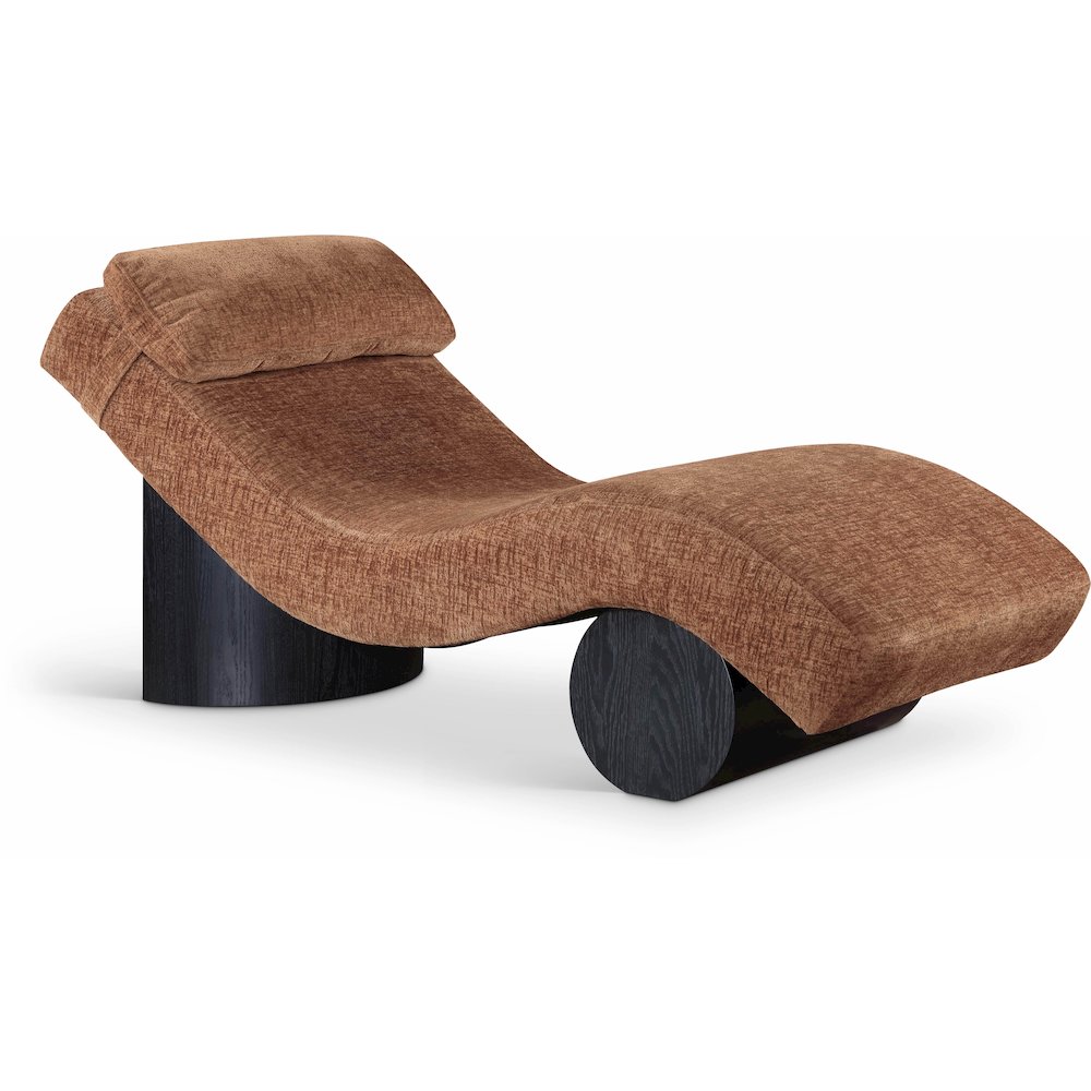 Marcella Cognac Fabric Upholstered Chaise Lounge. Picture 1