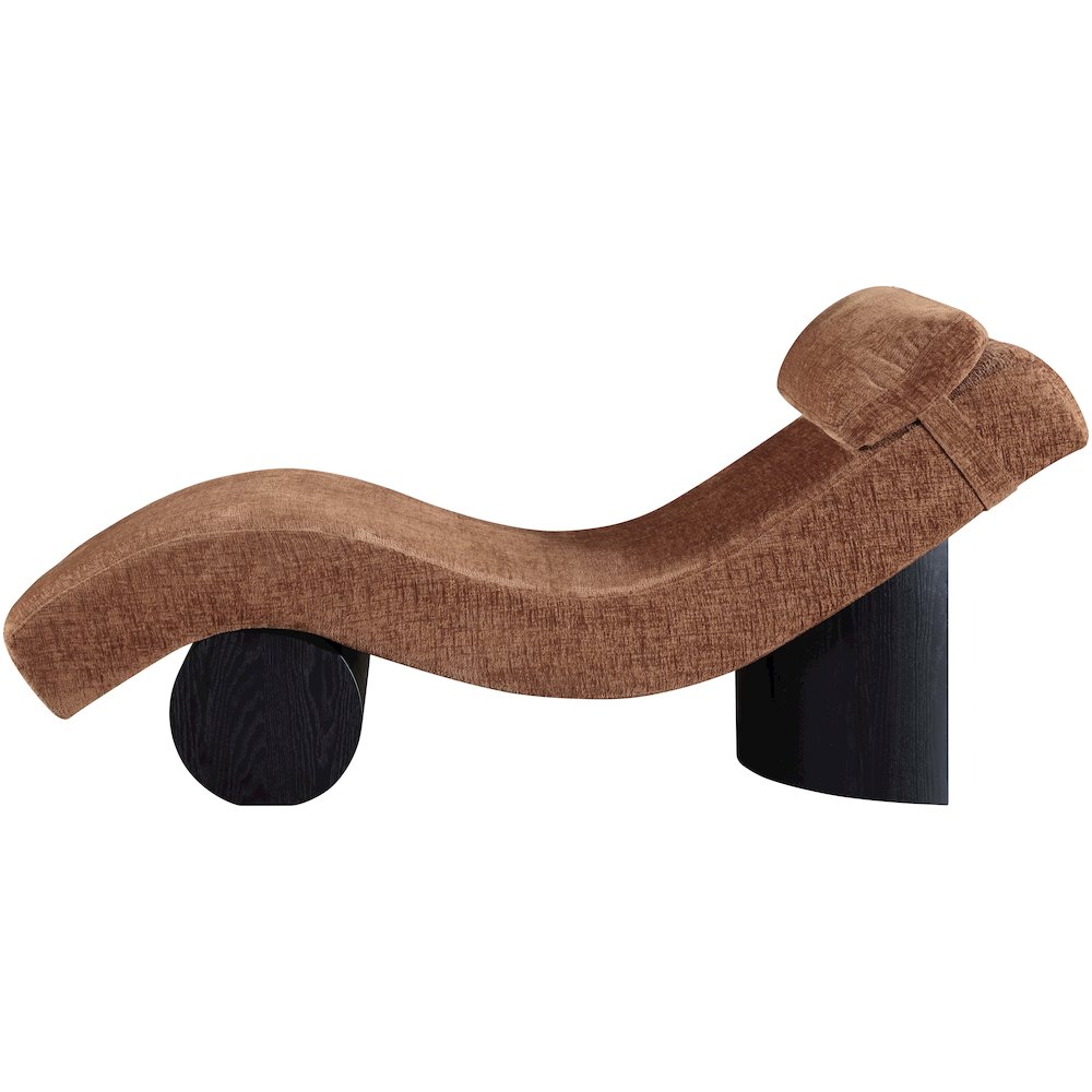 Marcella Cognac Fabric Upholstered Chaise Lounge. Picture 8