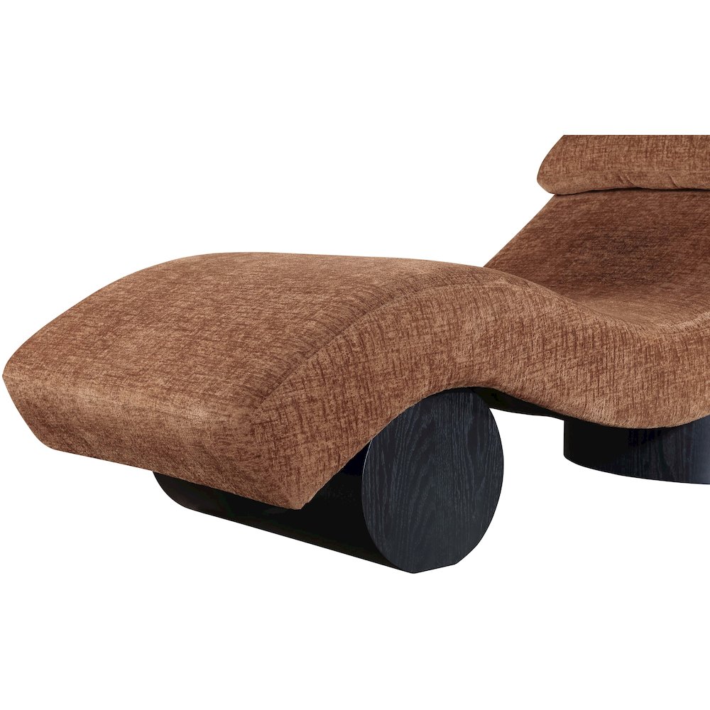 Marcella Cognac Fabric Upholstered Chaise Lounge. Picture 4