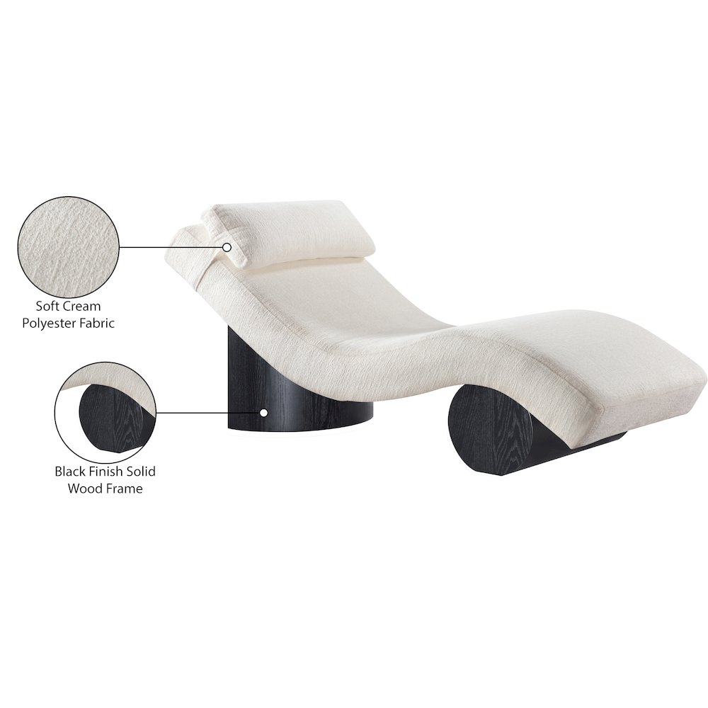 Marcella Cream Fabric Upholstered Chaise Lounge. Picture 10