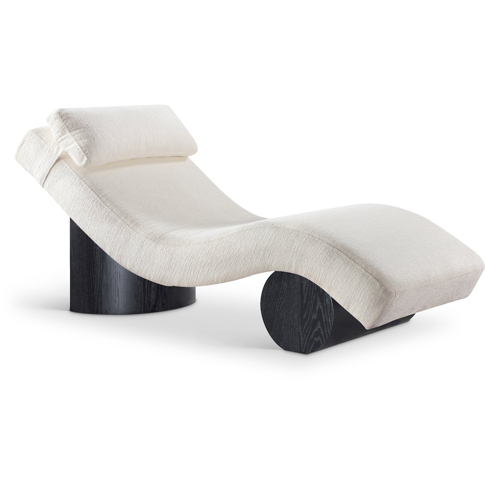 Marcella Cream Fabric Upholstered Chaise Lounge. Picture 1
