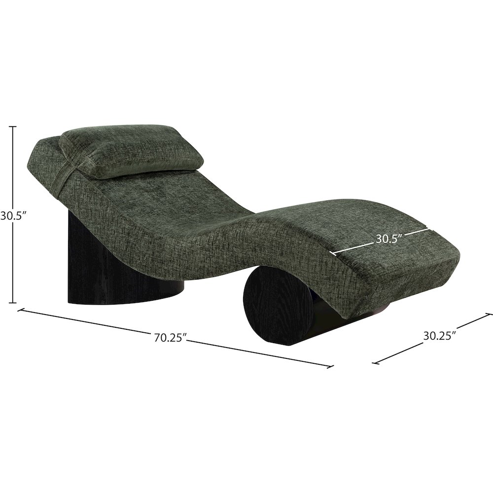 Marcella Green Fabric Upholstered Chaise Lounge. Picture 9