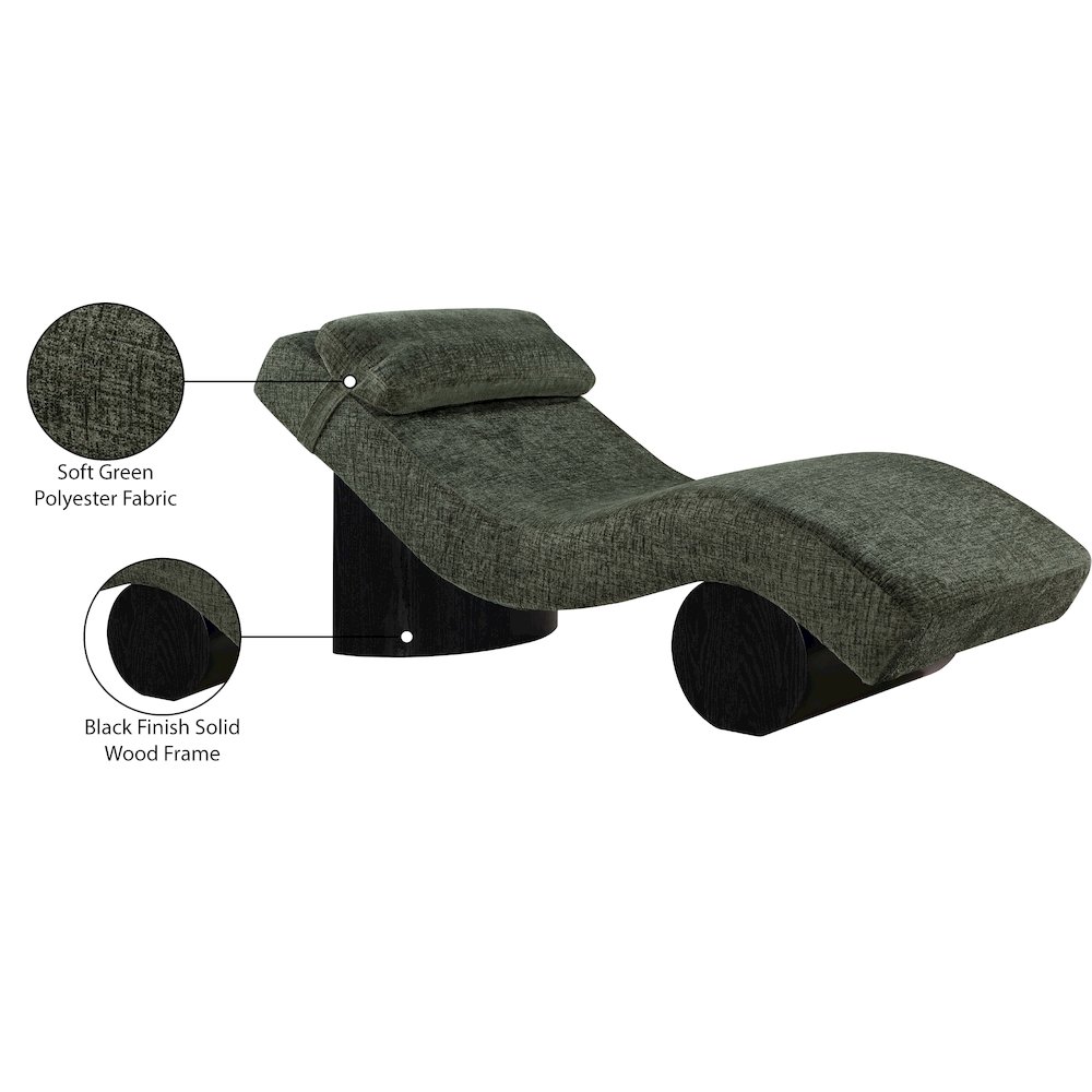 Marcella Green Fabric Upholstered Chaise Lounge. Picture 10
