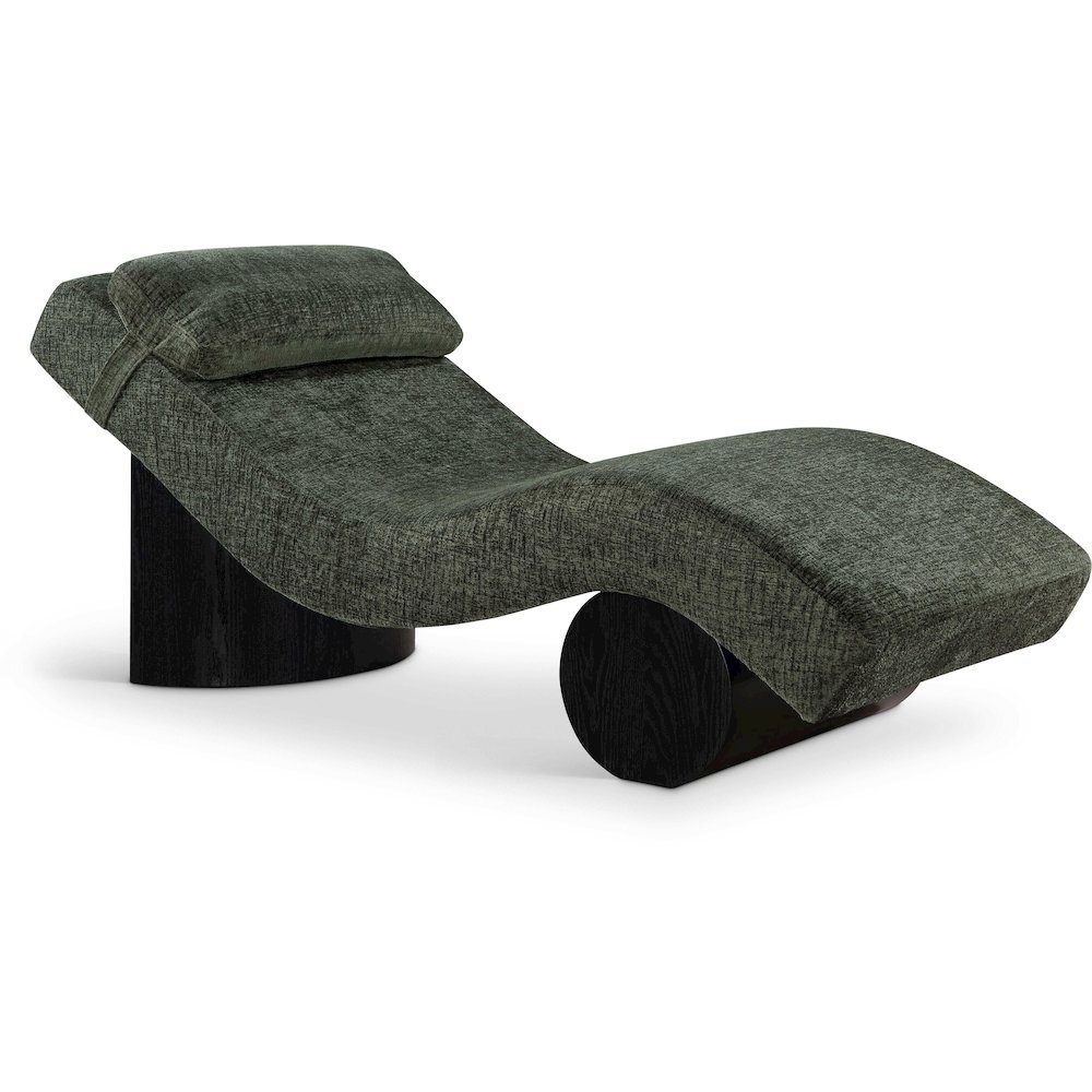 Marcella Green Fabric Upholstered Chaise Lounge. Picture 1