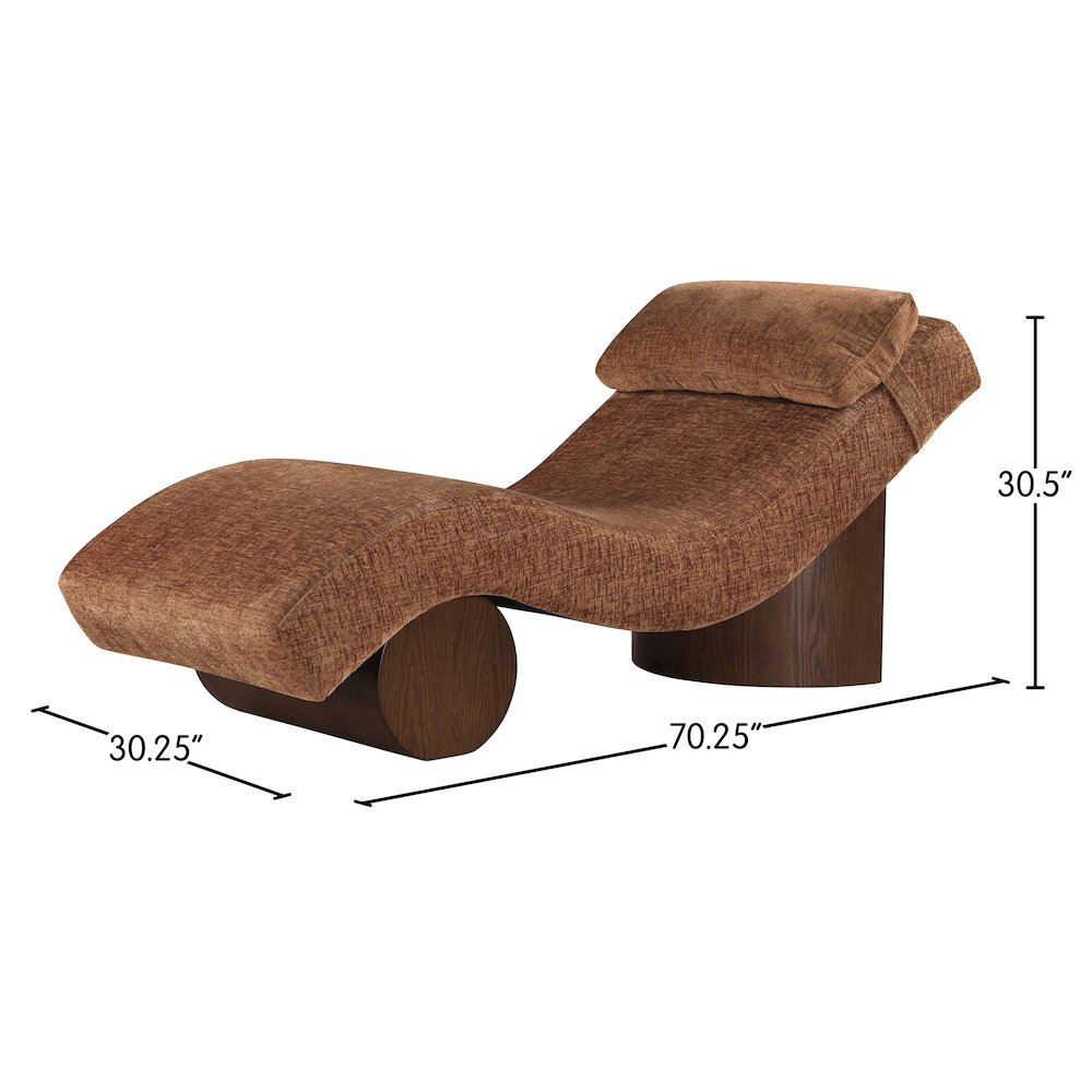 Marcella Cognac Fabric Upholstered Chaise Lounge. Picture 6