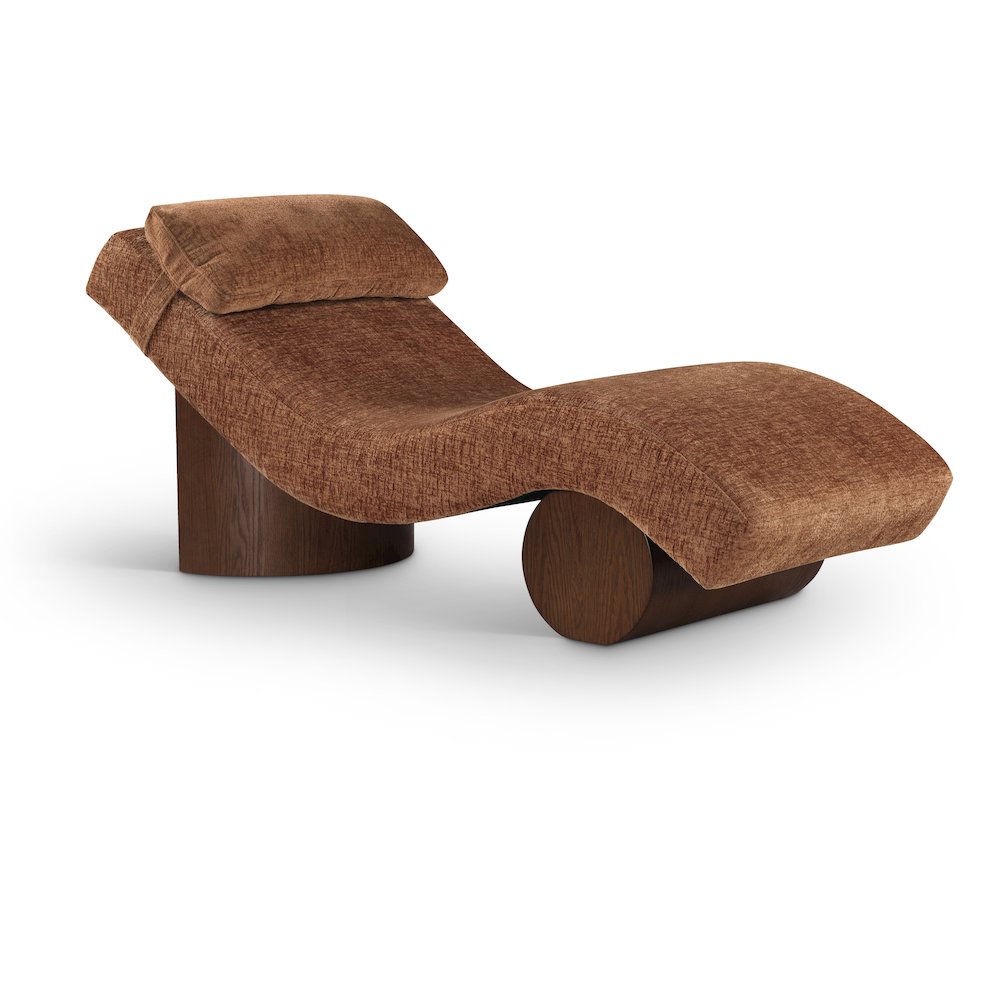 Marcella Cognac Fabric Upholstered Chaise Lounge. Picture 1