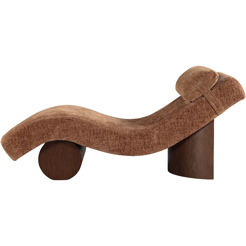 Marcella Cognac Fabric Upholstered Chaise Lounge. Picture 8