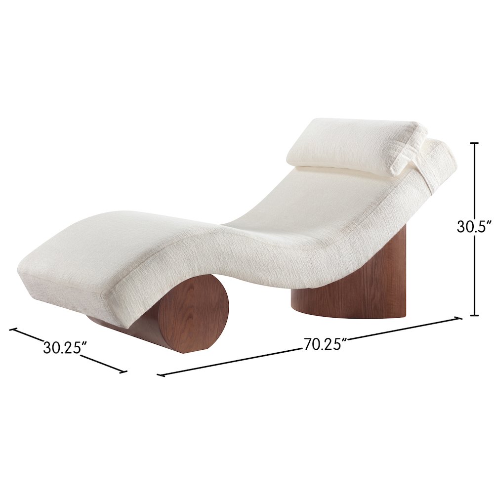 Marcella Cream Fabric Upholstered Chaise Lounge. Picture 6
