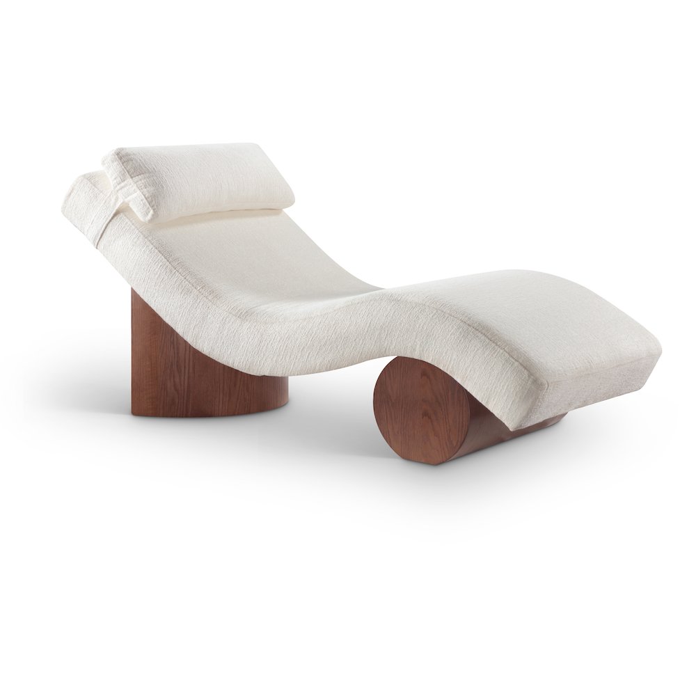 Marcella Cream Fabric Upholstered Chaise Lounge. Picture 1