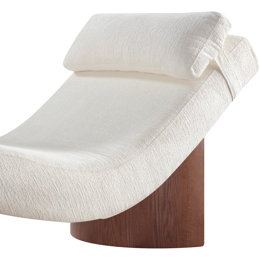 Marcella Cream Fabric Upholstered Chaise Lounge. Picture 4