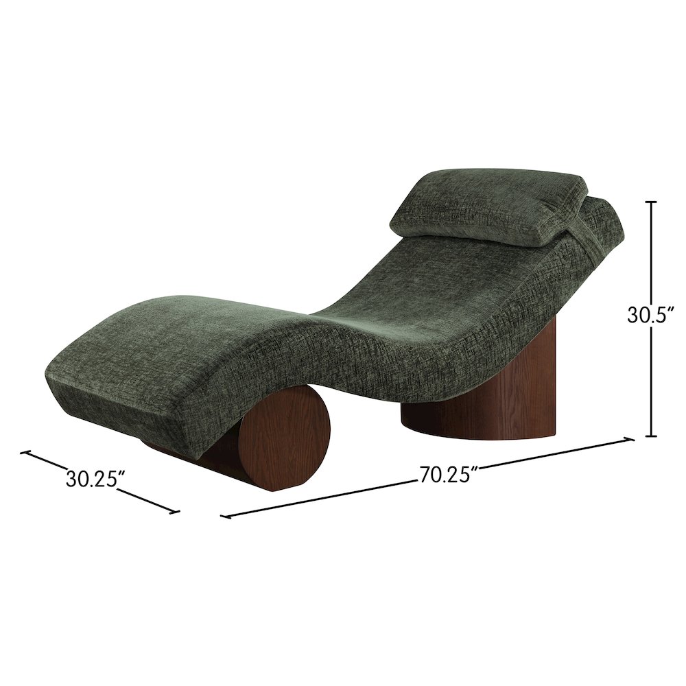 Marcella Green Fabric Upholstered Chaise Lounge. Picture 6