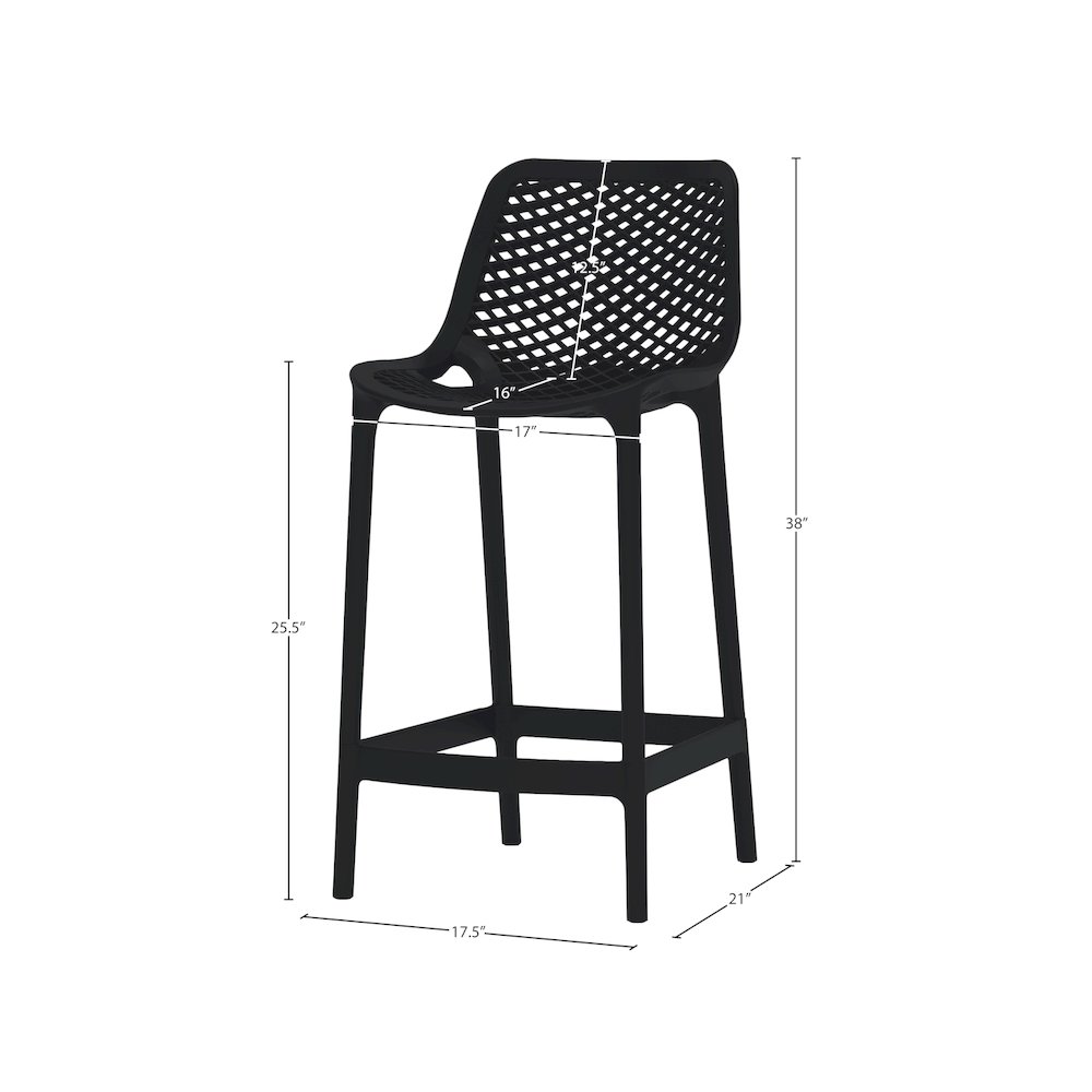 Mykonos Black Outdoor Patio Stool, Set of 4. Picture 7
