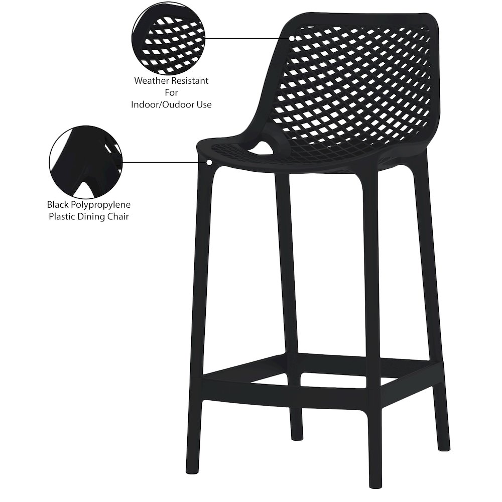 Mykonos Black Outdoor Patio Stool, Set of 4. Picture 8