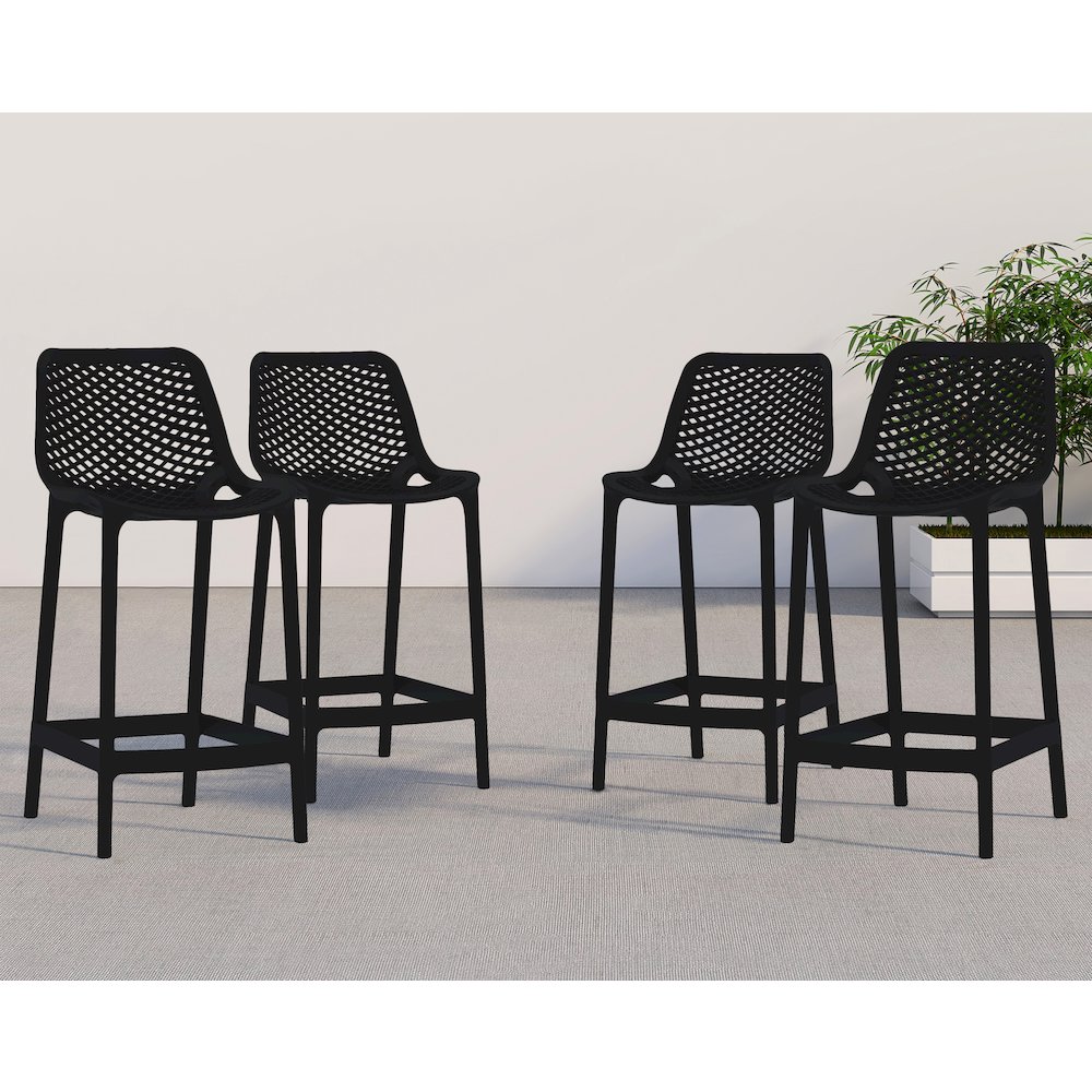 Mykonos Black Outdoor Patio Stool, Set of 4. Picture 2