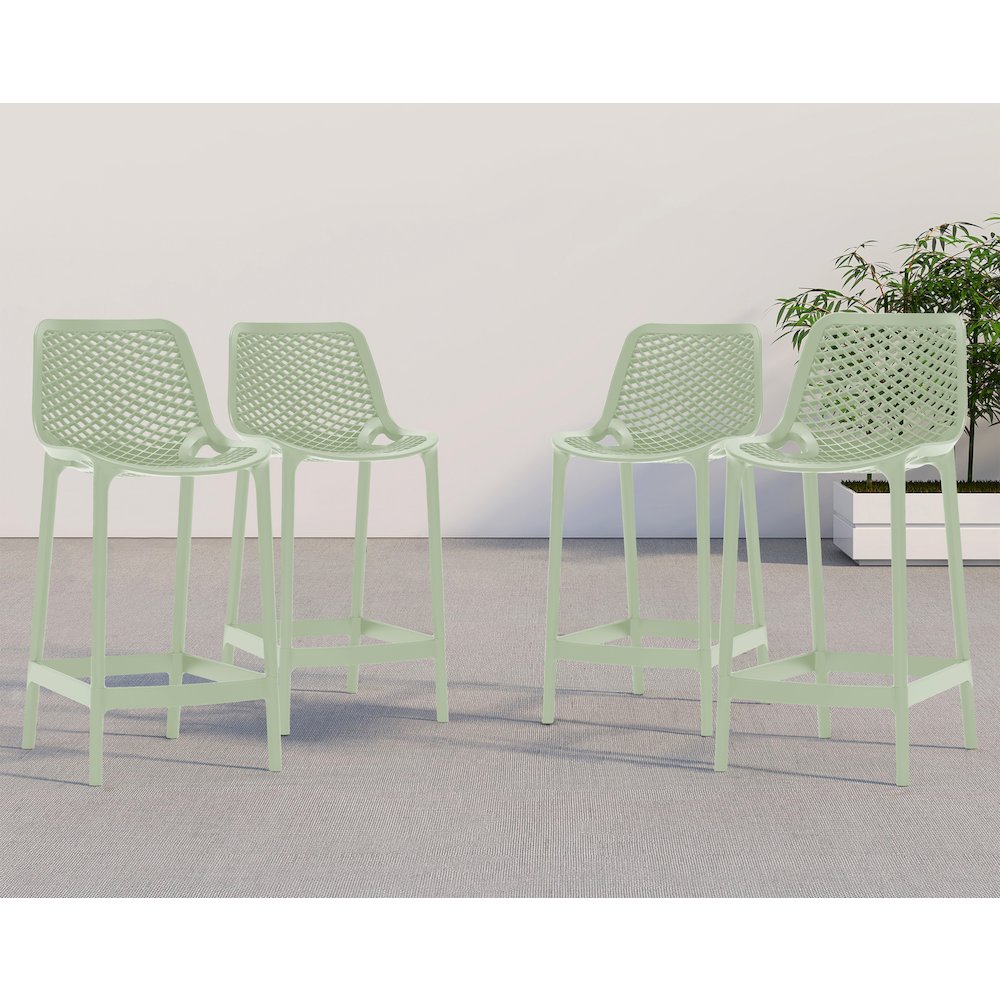 Mykonos Mint Outdoor Patio Stool, Set of 4. Picture 2