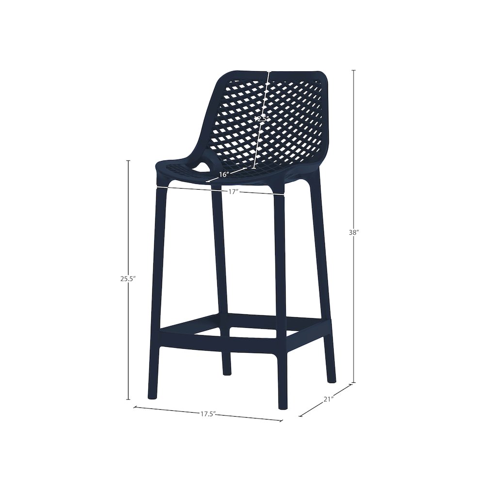 Mykonos Navy Outdoor Patio Stool, Set of 4. Picture 7