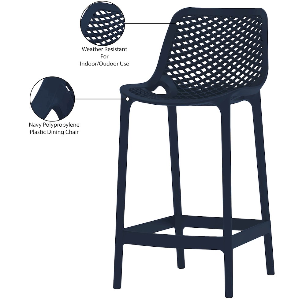 Mykonos Navy Outdoor Patio Stool, Set of 4. Picture 8