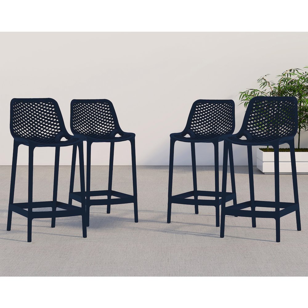 Mykonos Navy Outdoor Patio Stool, Set of 4. Picture 2
