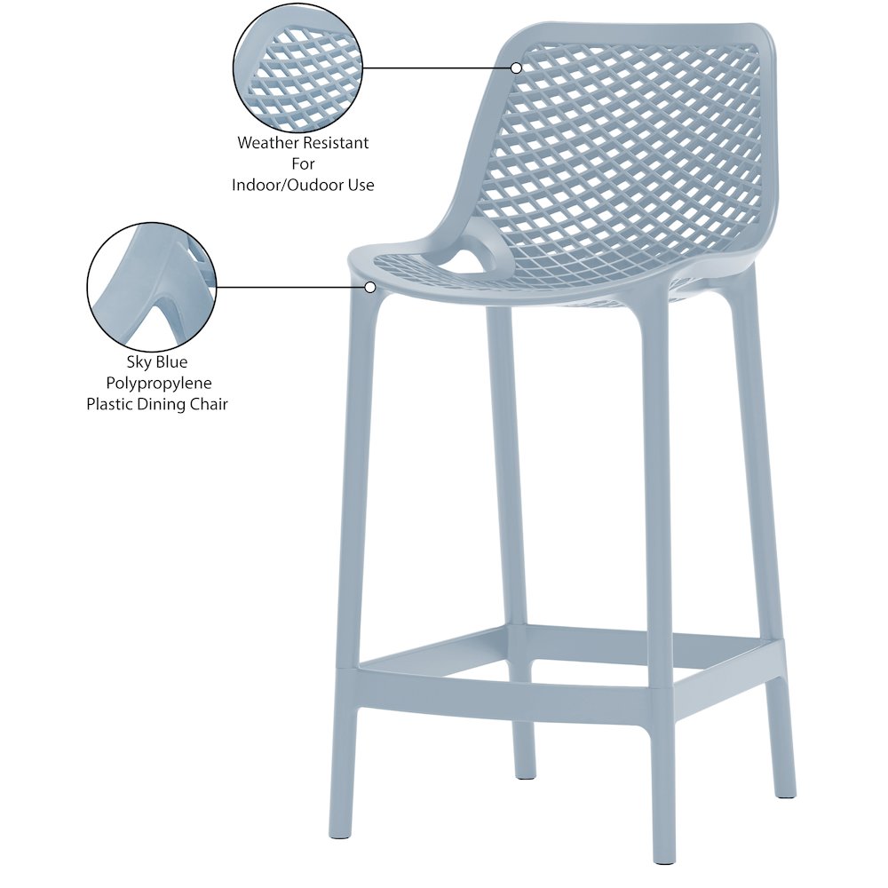 Mykonos Sky Blue Outdoor Patio Stool, Set of 4. Picture 8