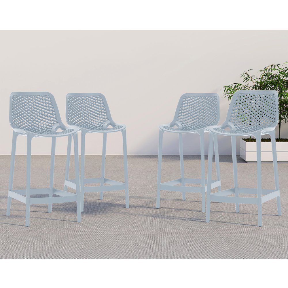 Mykonos Sky Blue Outdoor Patio Stool, Set of 4. Picture 2