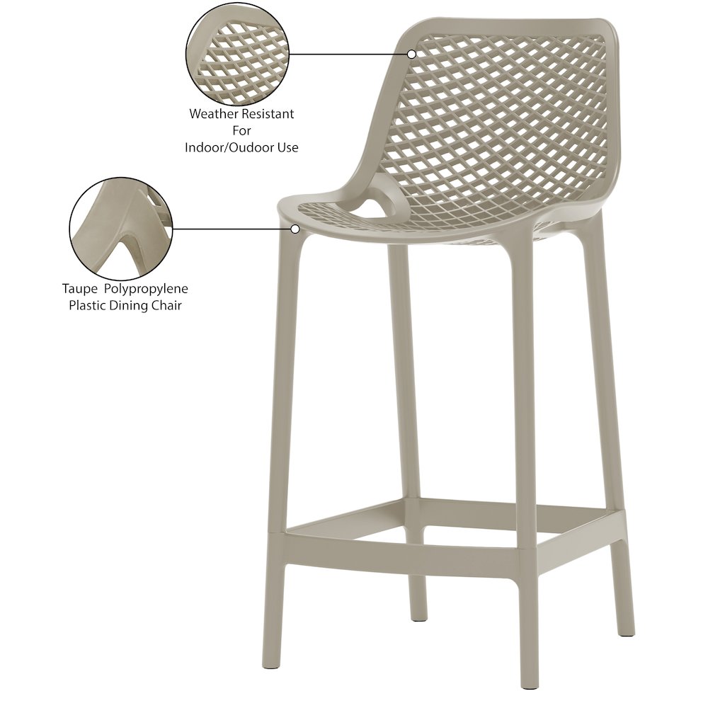 Mykonos Taupe Outdoor Patio Stool, Set of 4. Picture 8