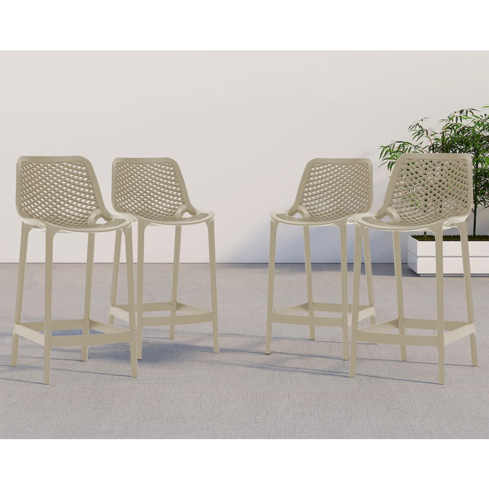 Mykonos Taupe Outdoor Patio Stool, Set of 4. Picture 2