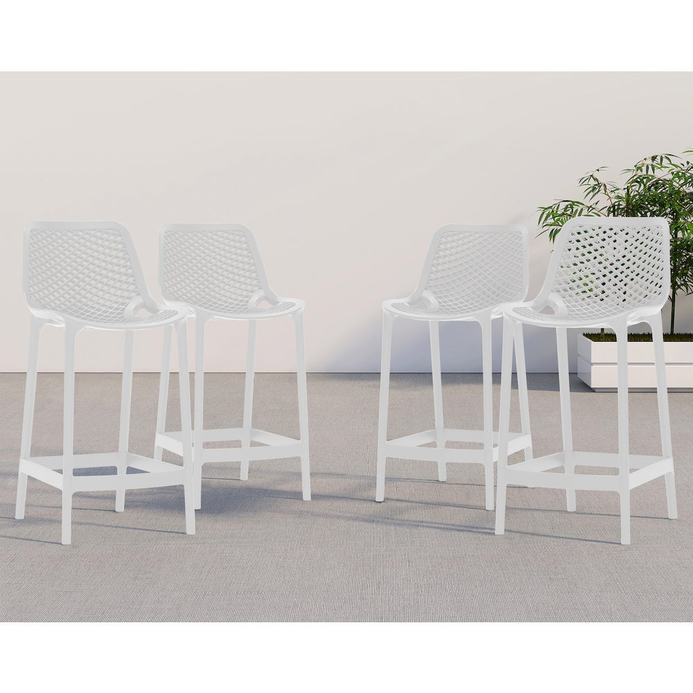 Mykonos White Outdoor Patio Stool, Set of 4. Picture 2