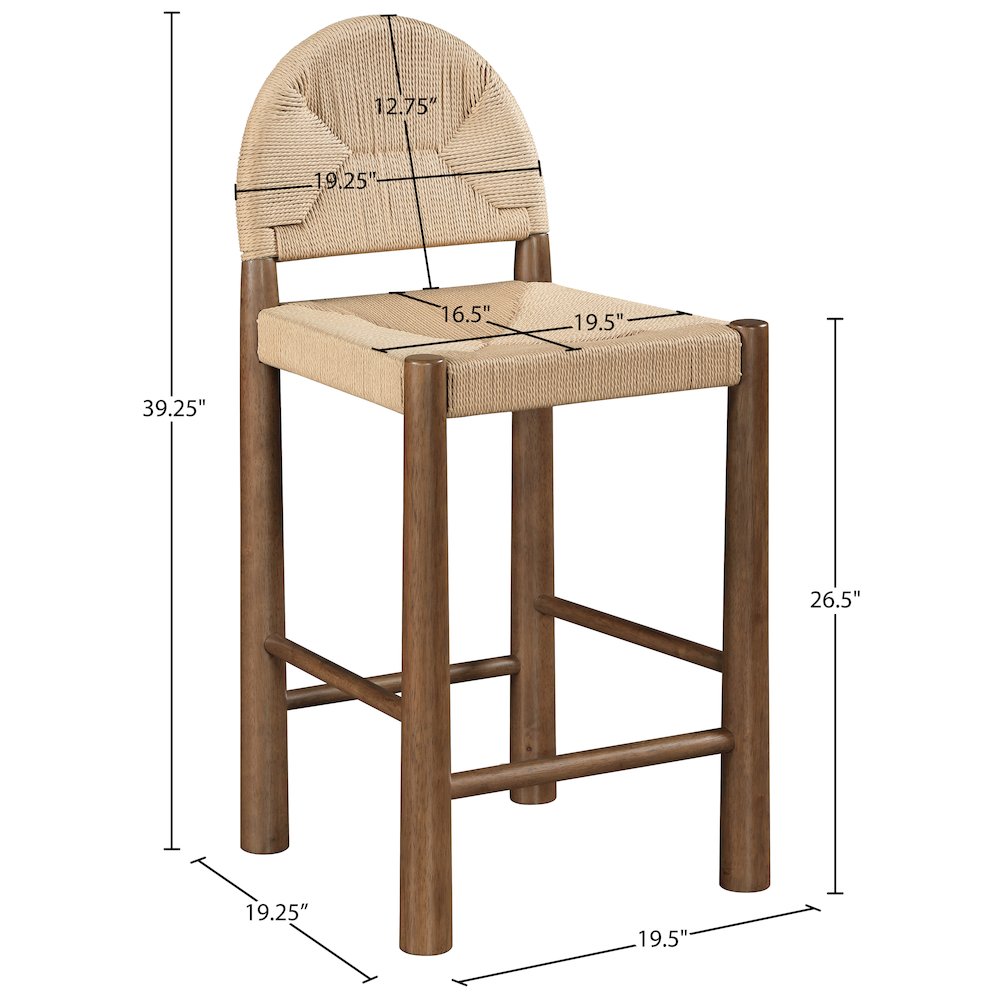 Bohemia Beige Woven Seagrass Cord And Solid Wood Counter Stool. Picture 9