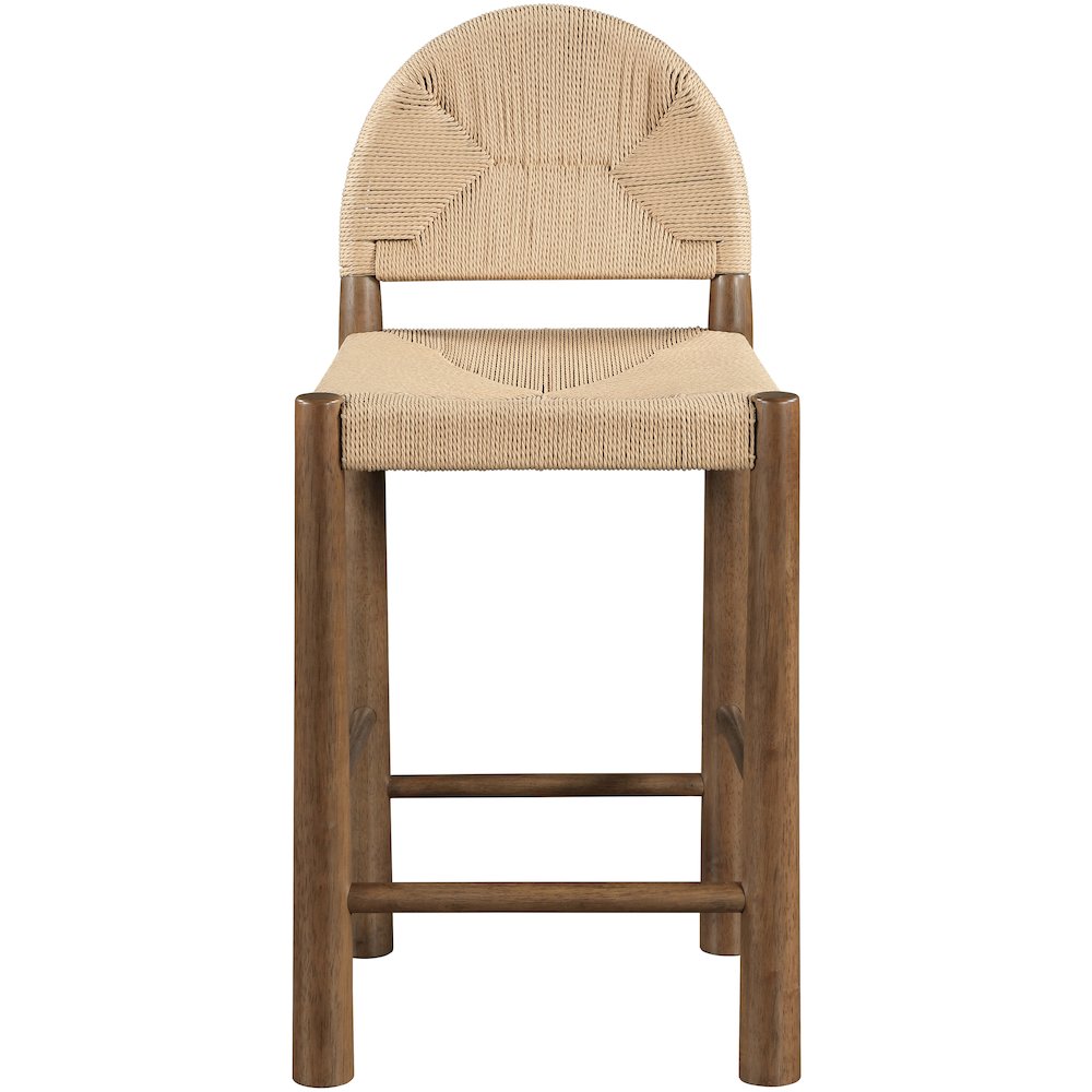 Bohemia Beige Woven Seagrass Cord And Solid Wood Counter Stool. Picture 2