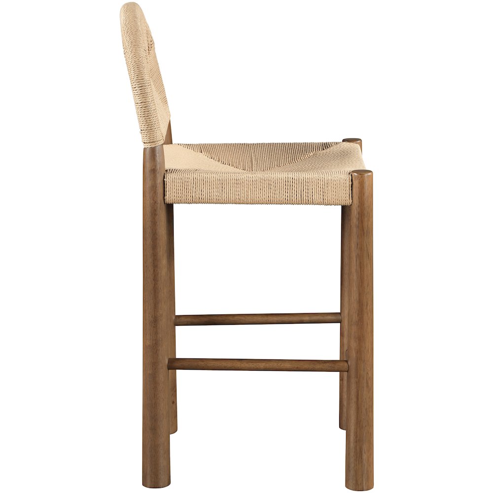 Bohemia Beige Woven Seagrass Cord And Solid Wood Counter Stool. Picture 8