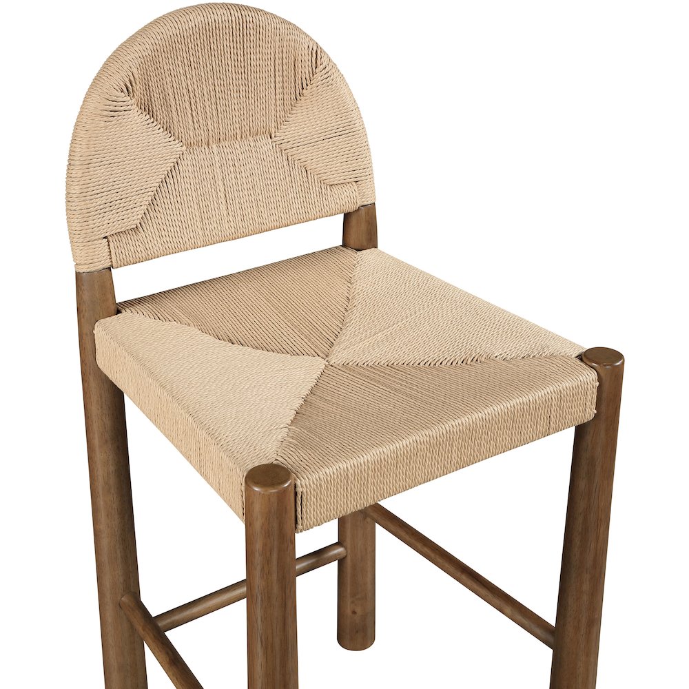Bohemia Beige Woven Seagrass Cord And Solid Wood Counter Stool. Picture 4