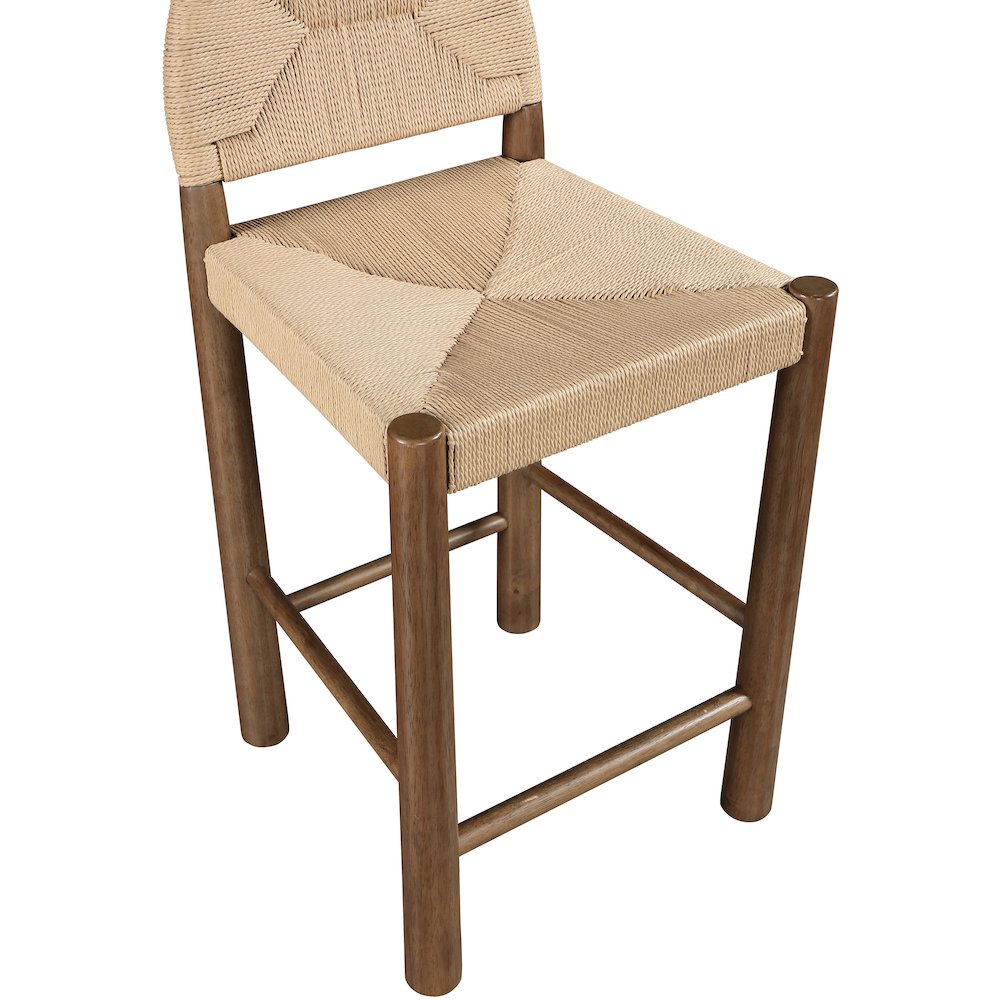 Bohemia Beige Woven Seagrass Cord And Solid Wood Counter Stool. Picture 5