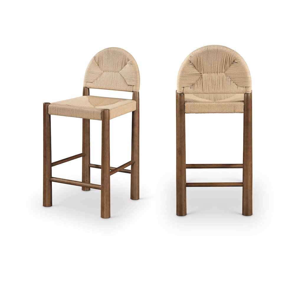 Bohemia Beige Woven Seagrass Cord And Solid Wood Counter Stool. Picture 11