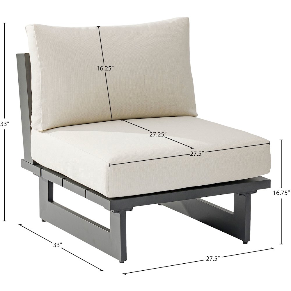 Maldives Cream Water Resistant Fabric Outdoor Patio Armless Chair. Picture 10