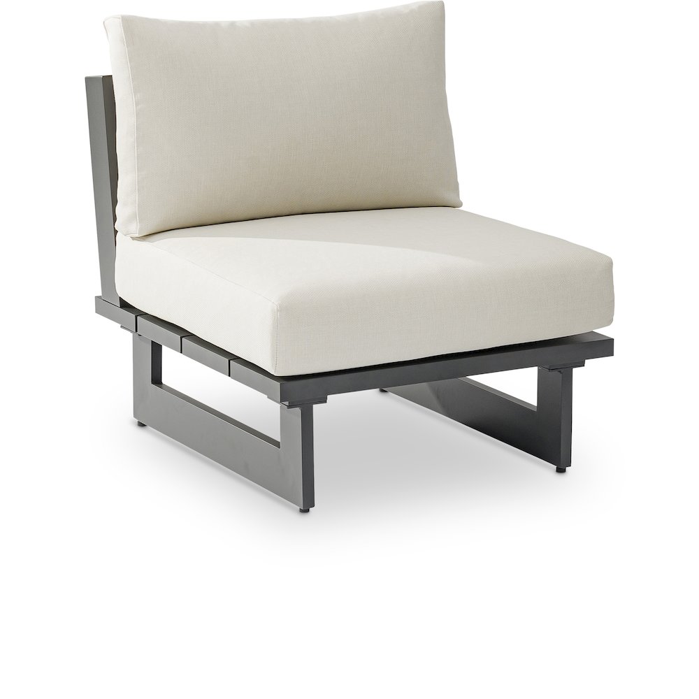 Maldives Cream Water Resistant Fabric Outdoor Patio Armless Chair. Picture 1