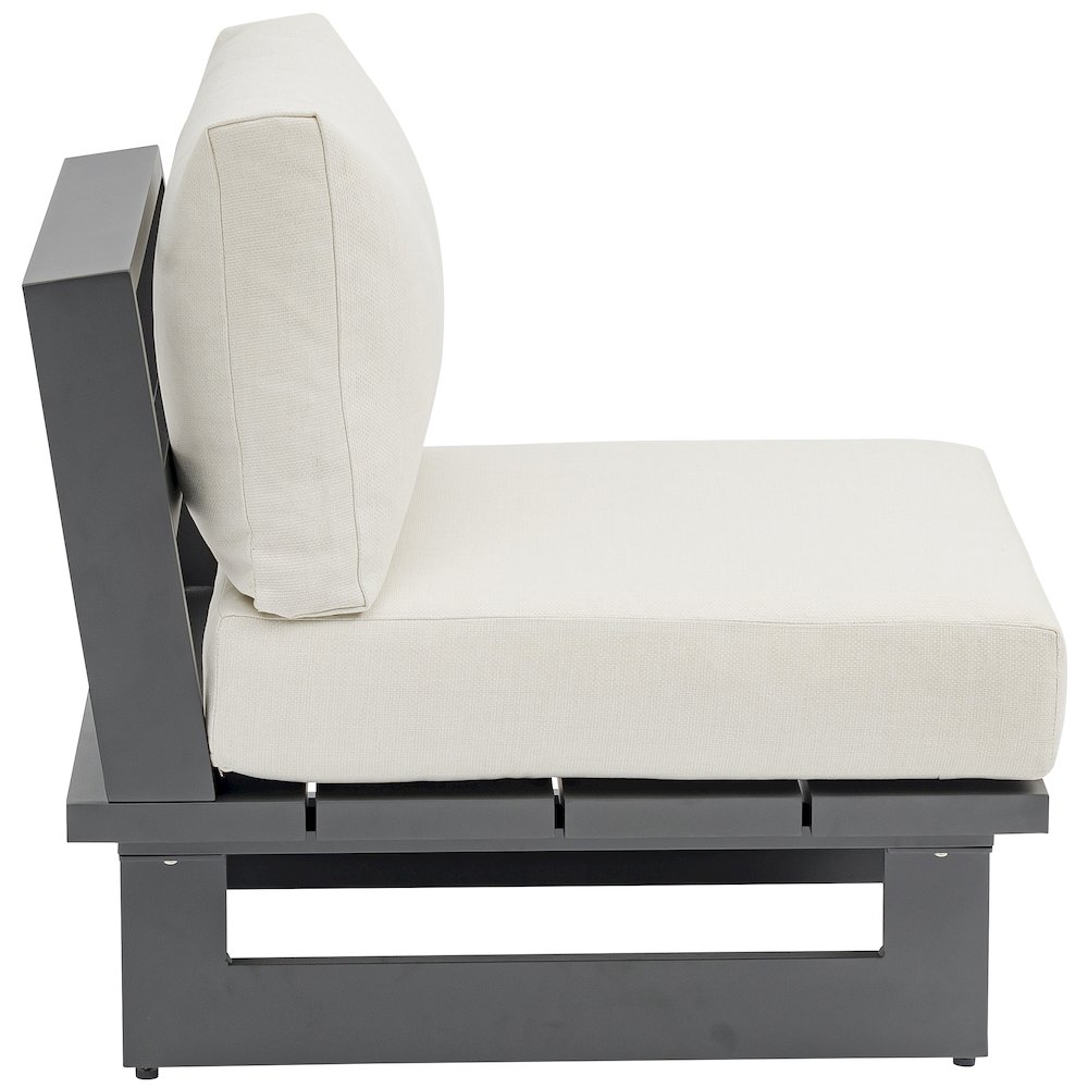 Maldives Cream Water Resistant Fabric Outdoor Patio Armless Chair. Picture 3