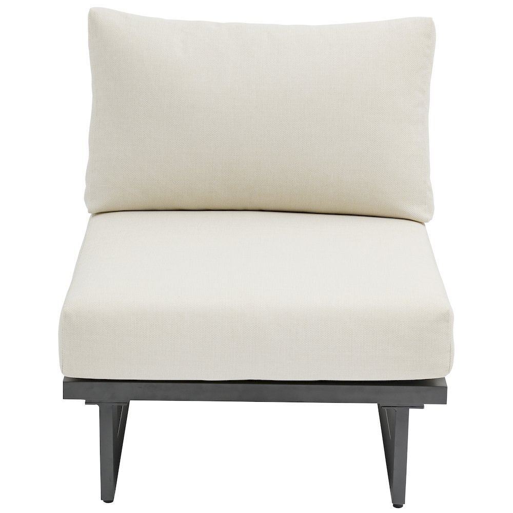 Maldives Cream Water Resistant Fabric Outdoor Patio Armless Chair. Picture 4