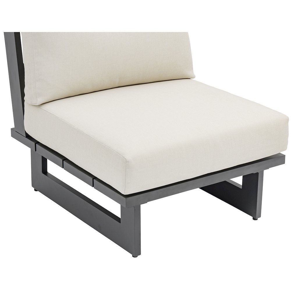 Maldives Cream Water Resistant Fabric Outdoor Patio Armless Chair. Picture 6