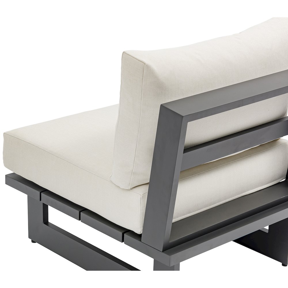 Maldives Cream Water Resistant Fabric Outdoor Patio Armless Chair. Picture 7