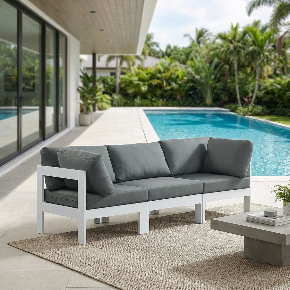 Gray Fabric Outdoor Modular Sofa With Contemporary Style For Patio Lounge. Picture 3