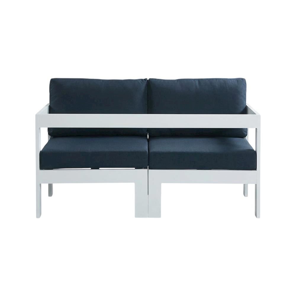 Navy Fabric Outdoor Modular Sofa With Contemporary Style And Cushioned Seating. Picture 4