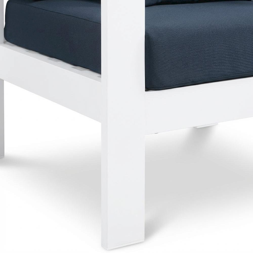 Navy Fabric Outdoor Armchair With Aluminum Frame And Contemporary Style. Picture 6